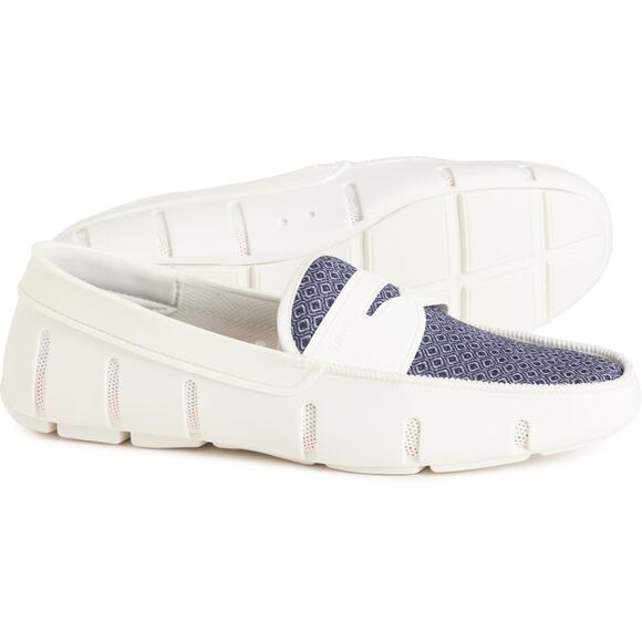 SWIMS Mens Printed Penny Loafer White Slip On Loafers Driving Shoes Sz 7 New main image 4